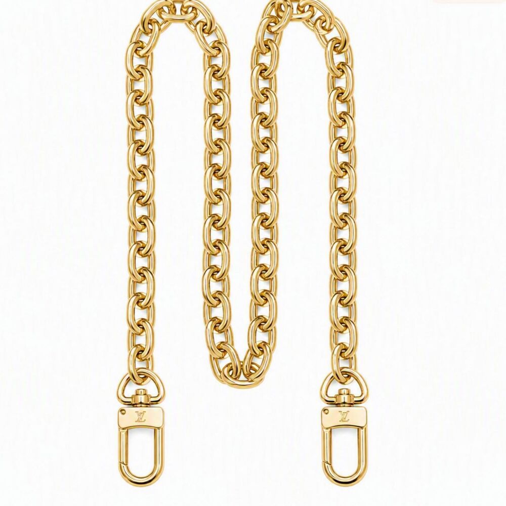Signed LV Gold Tone Metal Purse Handbag Bag Replacement Chain Strap Handle 22"